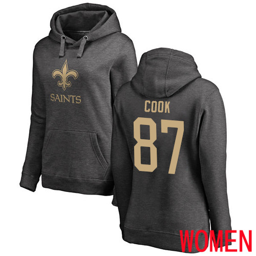 New Orleans Saints Ash Women Jared Cook One Color NFL Football #87 Pullover Hoodie Sweatshirts